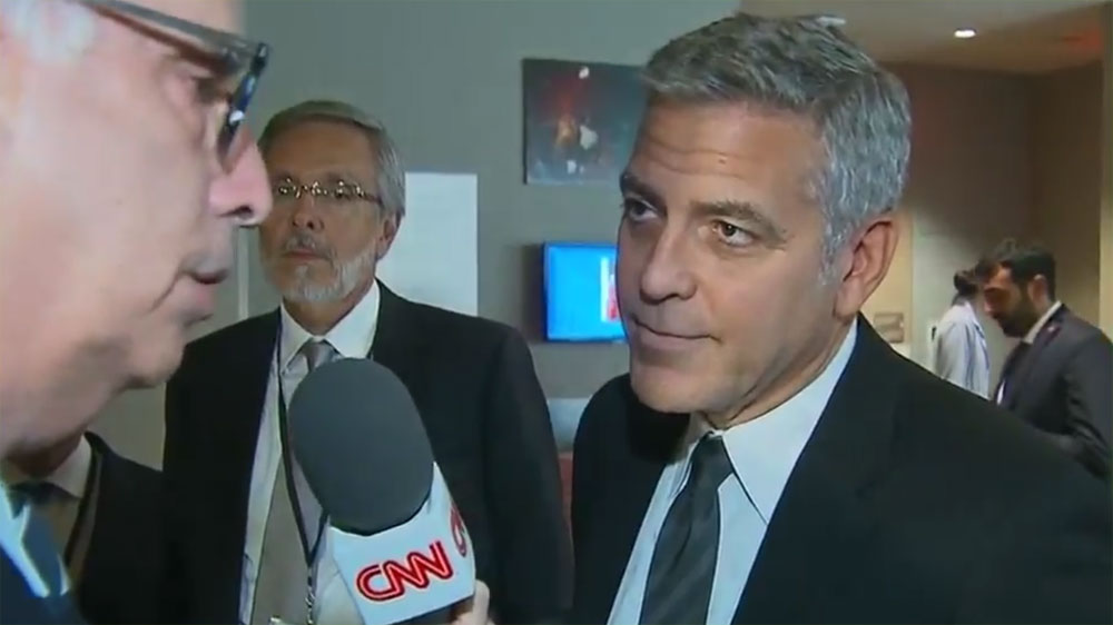 George Clooney Finds Out About Brangelina Divorce During Interview (Video)