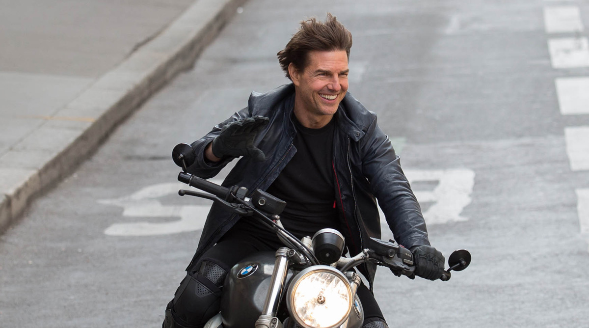 Tom Cruise Films Scenes on a Motorcycle for 'Mission Impossible 6'