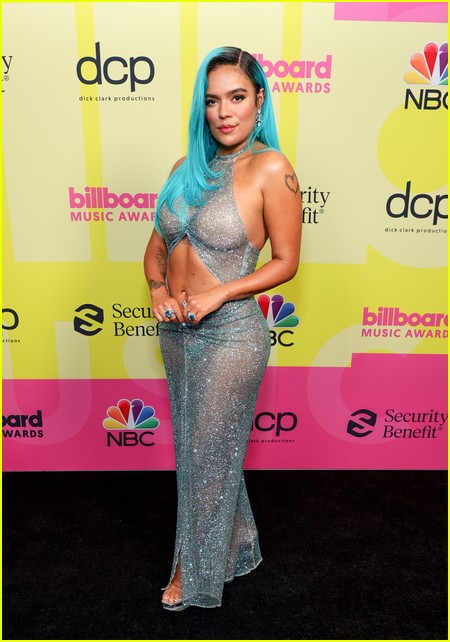 Karol G on the Billboard Music Awards 2021 red carpet