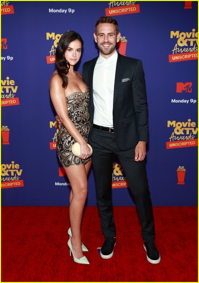 Nick Viall and new girlfriend Natalie Joy on red carpet at the MTV Movie and TV Awards Unscripted